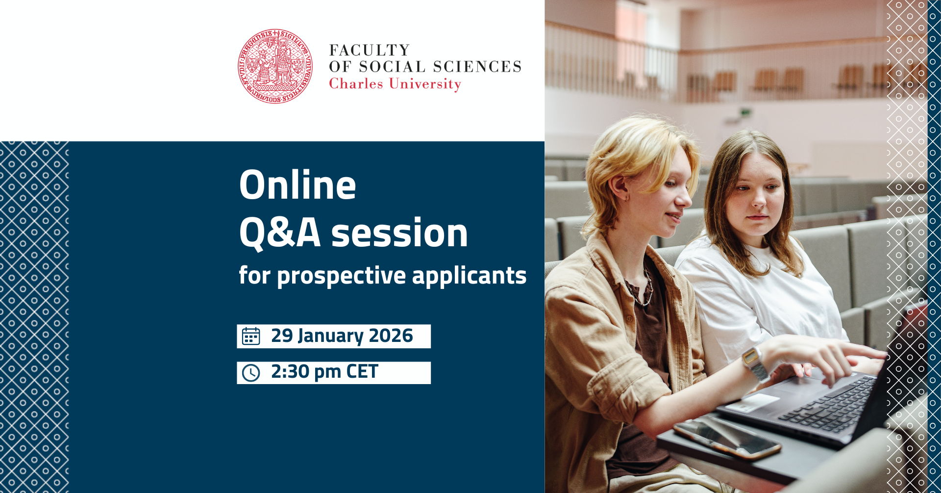 Online Q&A session for prospective applicants | Study at FSV UK